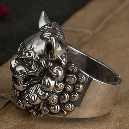 Tang lion men's personalized ring，Men's sterling silver lion ring, lion ring, lion head ring, Men's personalized ring, personalized gift.