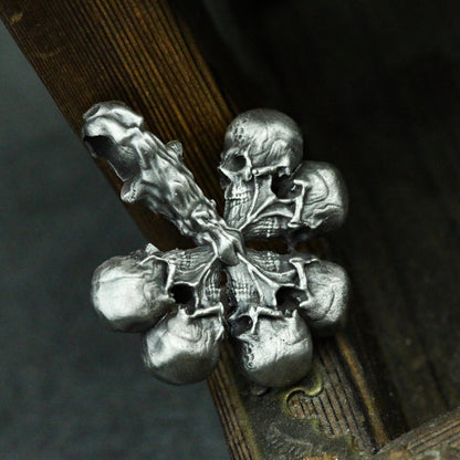 Playing card Club 925 silver pendant necklace, Gambling lucky pendant, Skull Club silver necklace gift