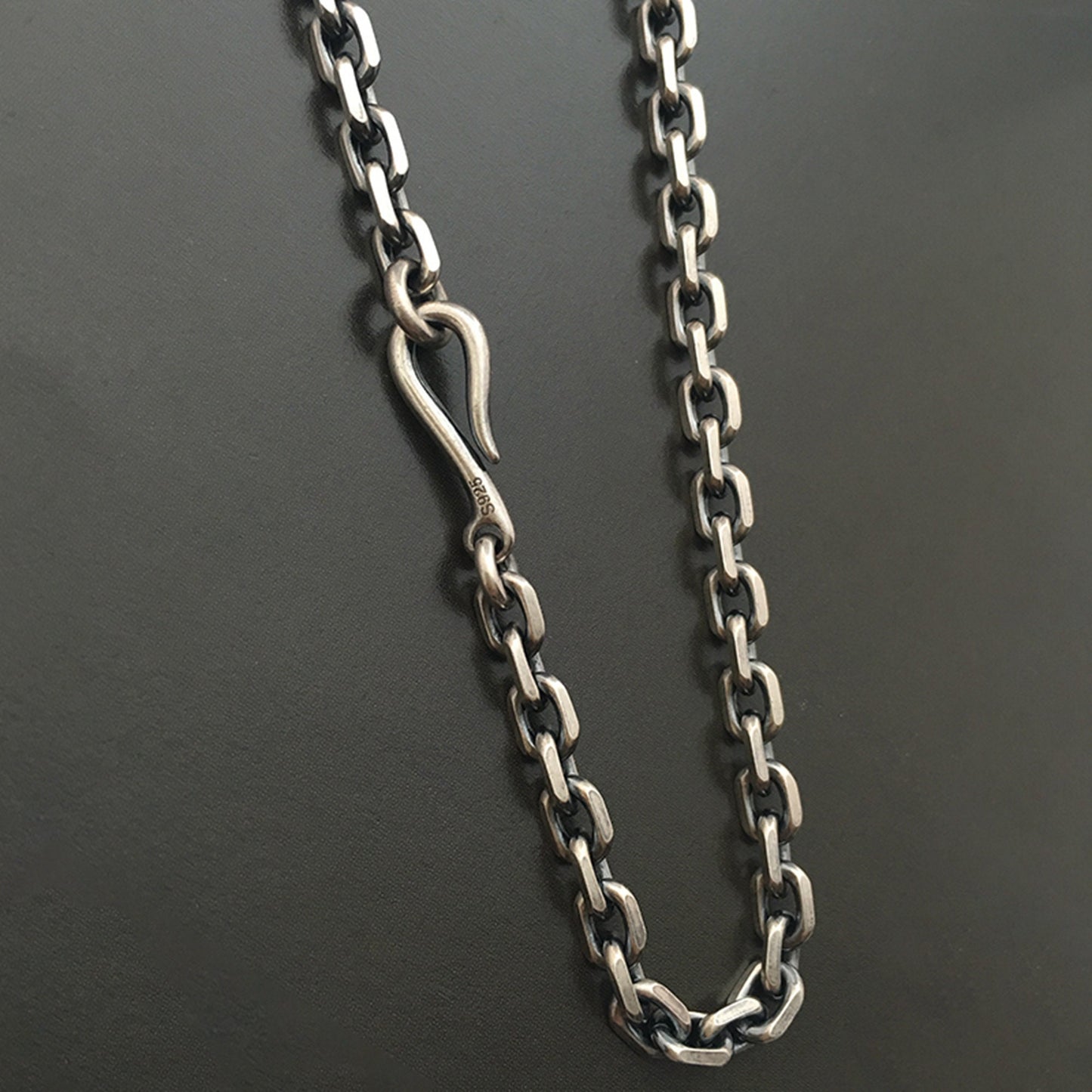 925 Sterling silver handmade necklace, all-match chain and hook design