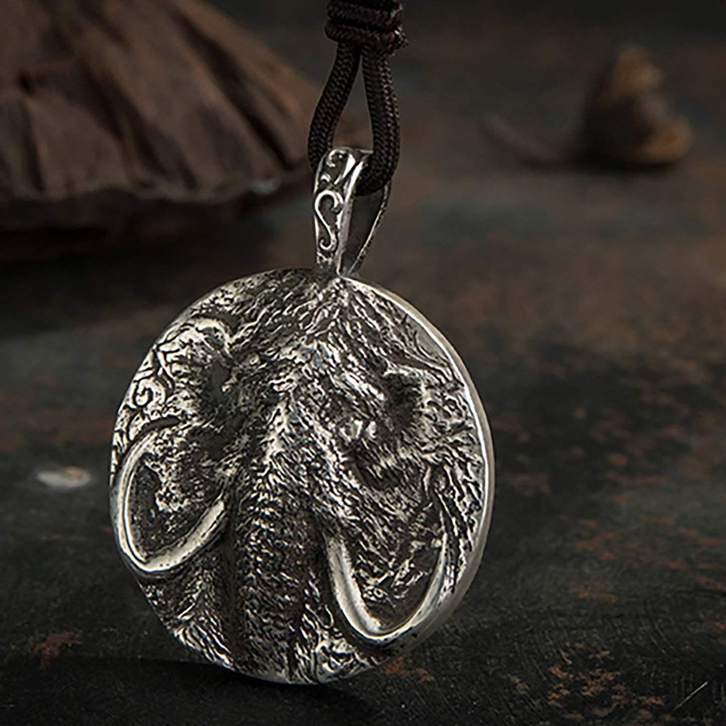 925 sterling silver mammoth pendant necklace, sterling silver mammoth pendant, elephant head pendant, men's jewelry - handmade