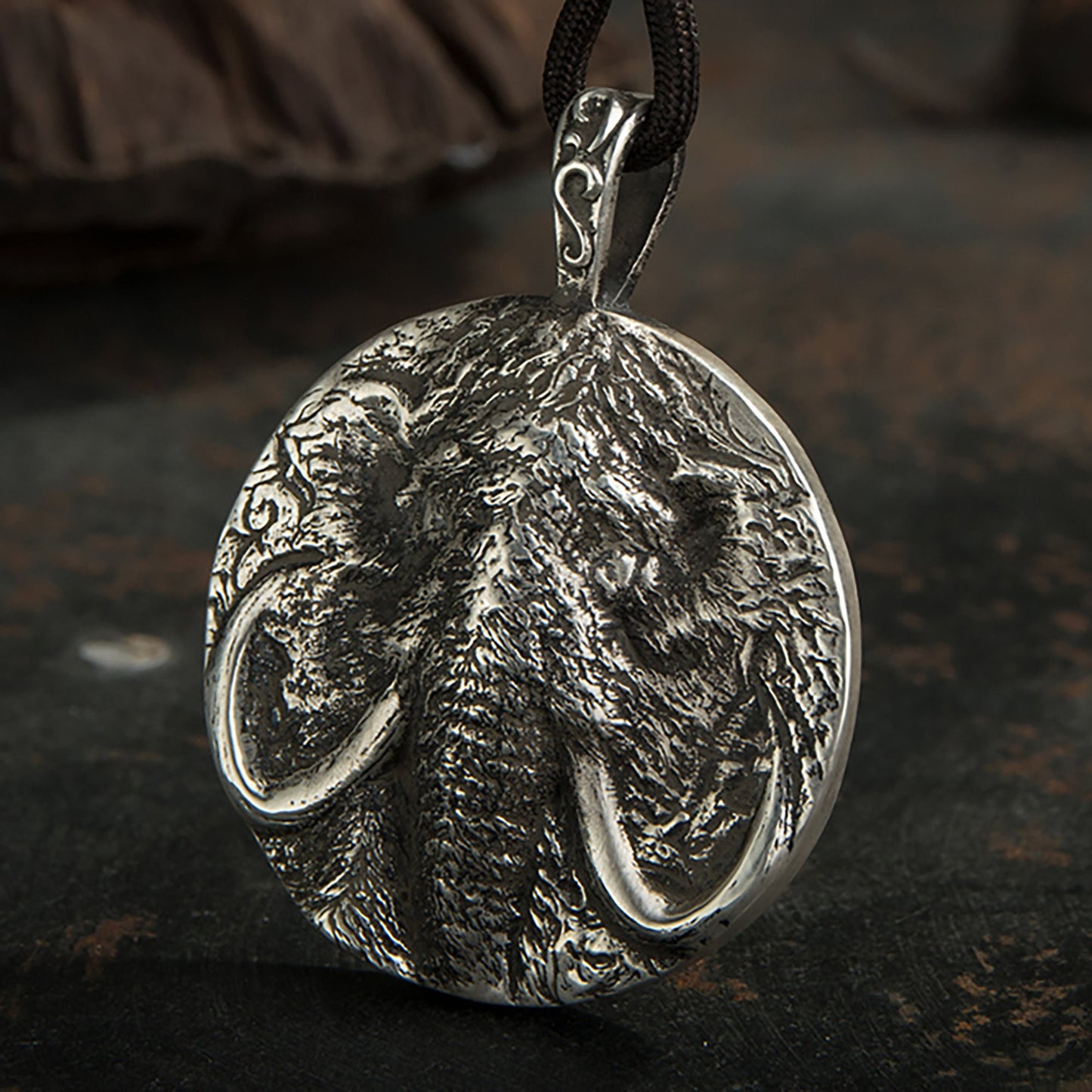 925 sterling silver mammoth pendant necklace, sterling silver mammoth pendant, elephant head pendant, men's jewelry - handmade