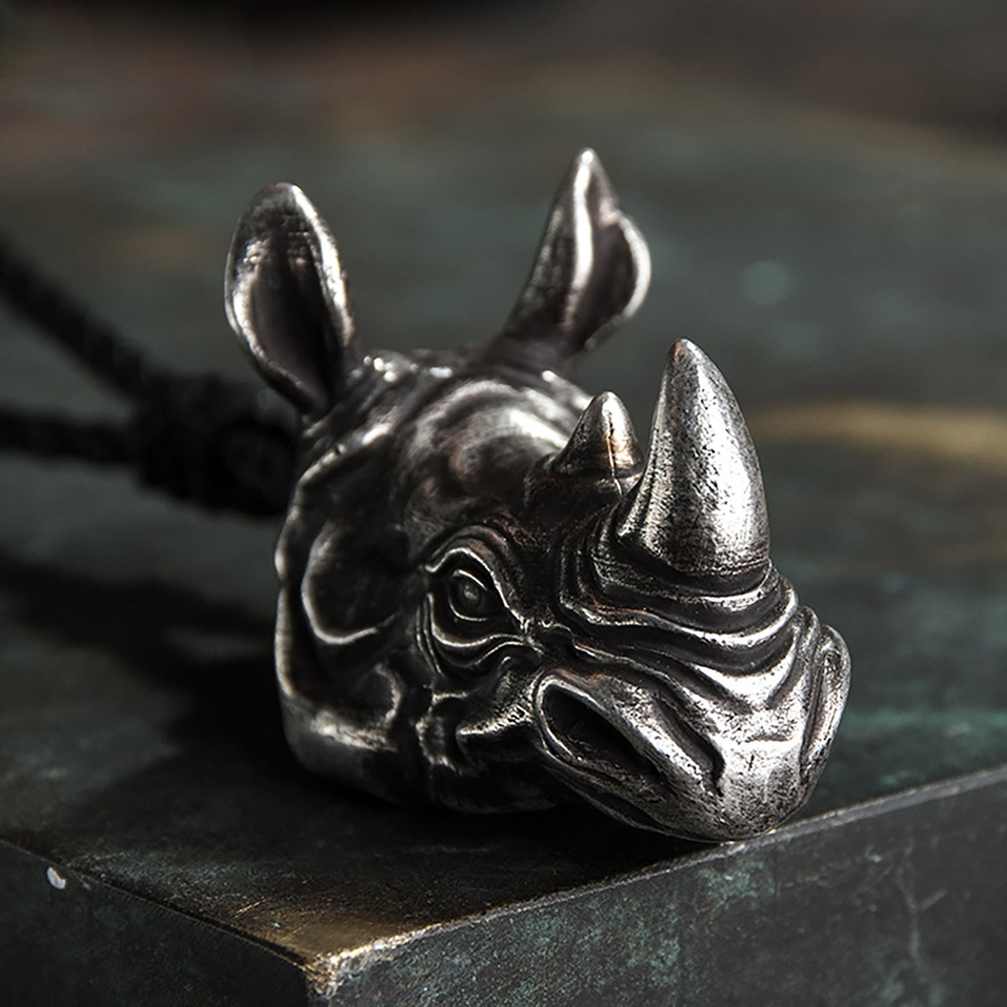 925 sterling silver rhinoceros head pendant necklace, African animal rhinoceros necklace, rhinoceros jewelry - handmade