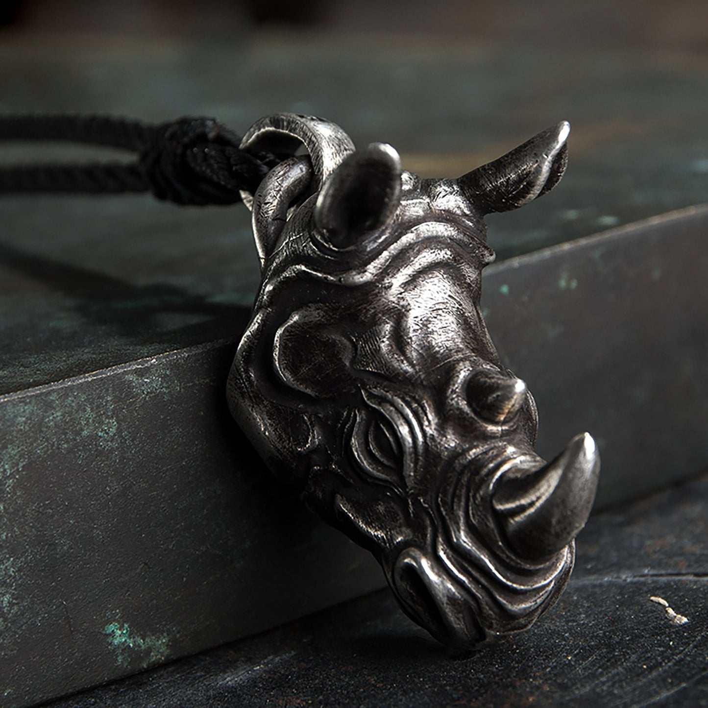 925 sterling silver rhinoceros head pendant necklace, African animal rhinoceros necklace, rhinoceros jewelry - handmade