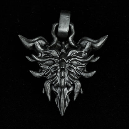 Spine war shield silver pendant 925 sterling silver skull totem brass pendant craftsman work hand-carved silver tag heavy