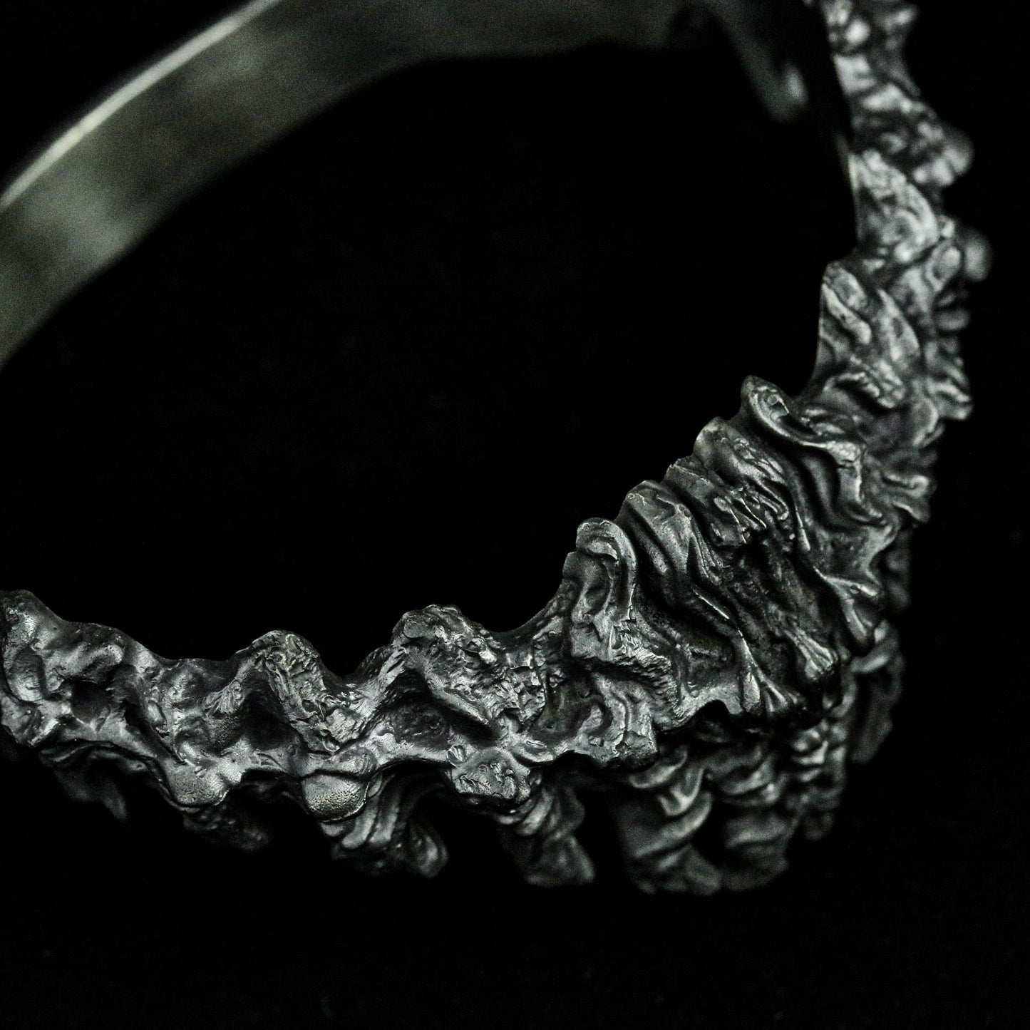 Textured Comfortable Bracelet Totem Unique Beautiful Personality Original Handmade Adjustable Size Silver Jewelry