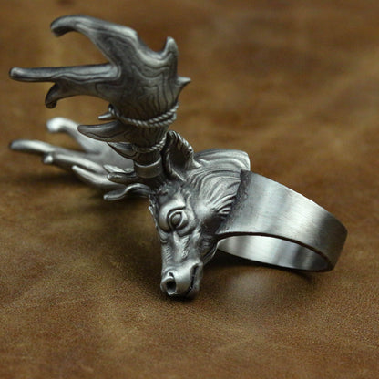 reindeer ring Elk 925 silver ring, Santa's Elk ring