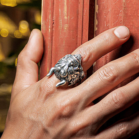 Sterling Silver Mask Ghost Ring | Mask Ghost Ring | Mask Ring | Horror Ring | mask Ring | Men's Ring