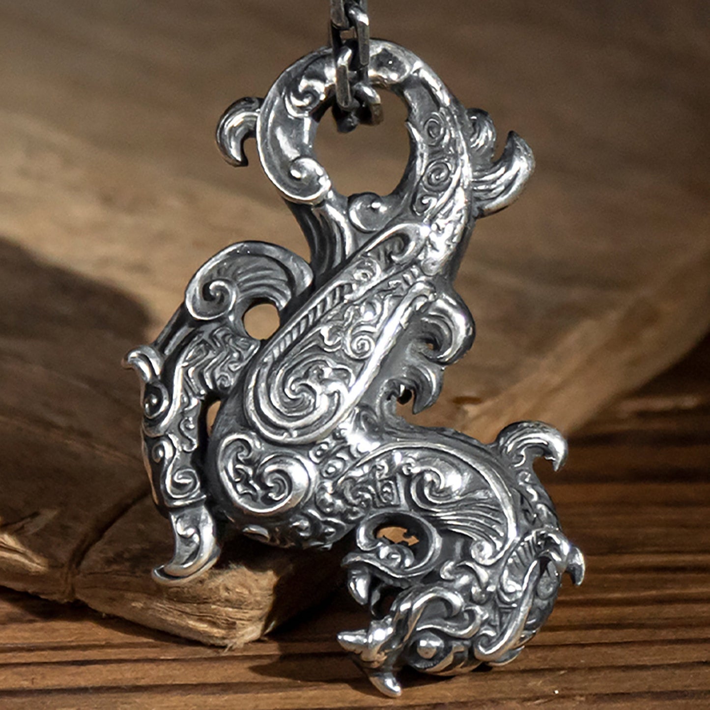 925 Sterling Silver Flying Dragon Pendant Necklace, Chinese Legend Flying Dragon Pendant, Men's Necklace - Handmade