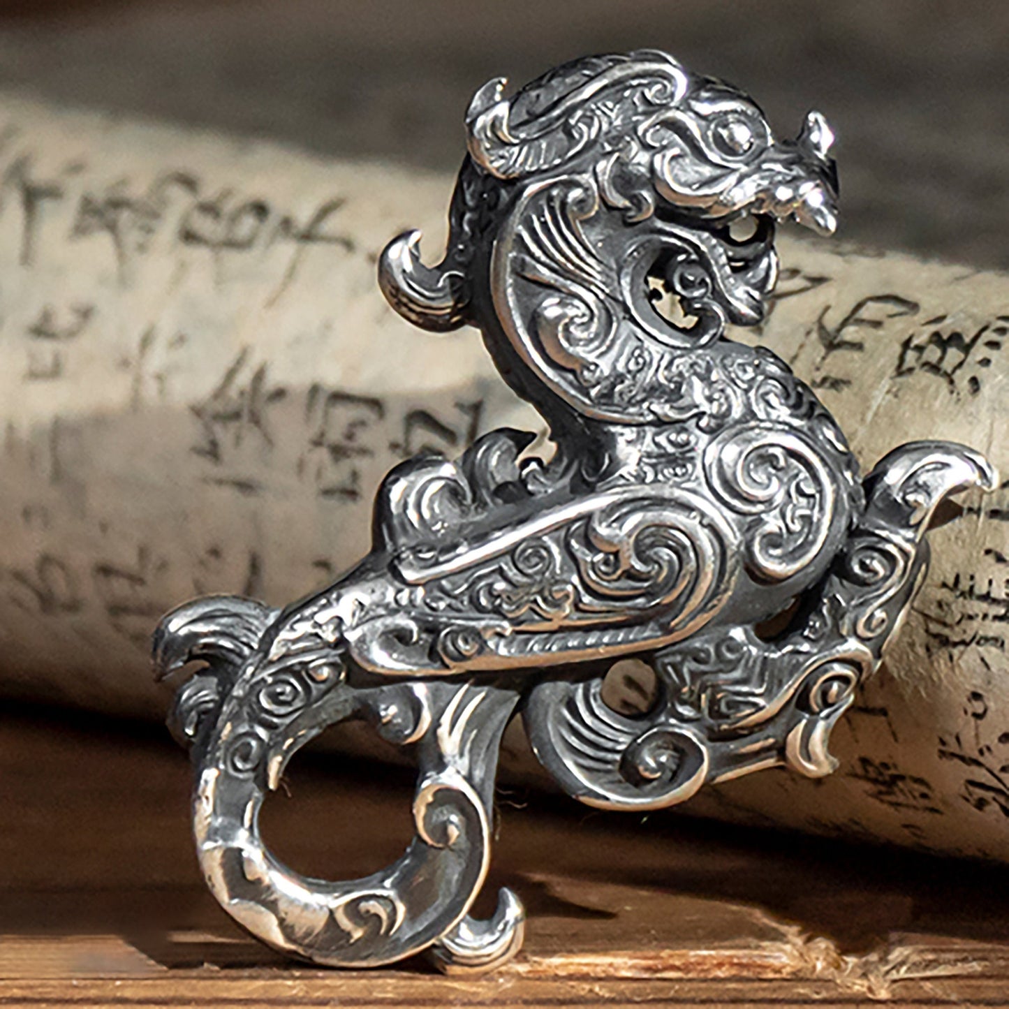 925 Sterling Silver Flying Dragon Pendant Necklace, Chinese Legend Flying Dragon Pendant, Men's Necklace - Handmade