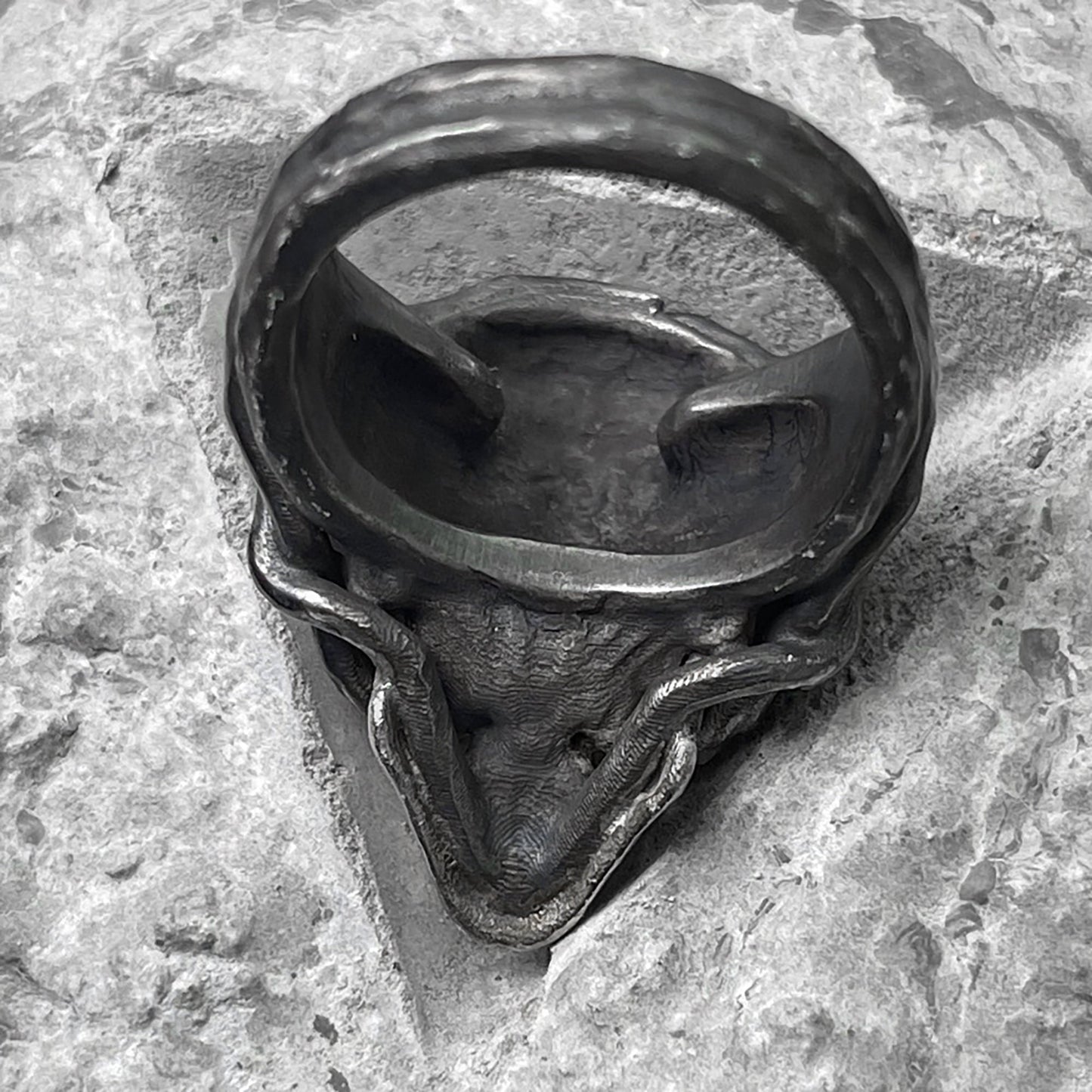 925 Sterling Silver Skull Ring, Gothic Rattan Skull Ring, Tribal Ring, Gift for Him - Handmade