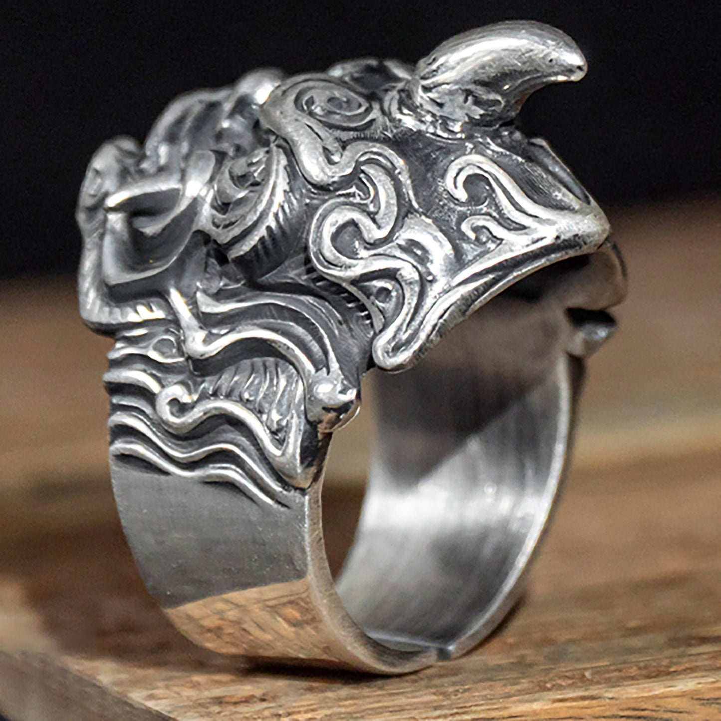 Silver Horn Warcraft Silver Rings, Warcraft Rings, Monster Rings, Monster Rings, Silver Horn Rings, Men's Jewelry, Men's Gifts