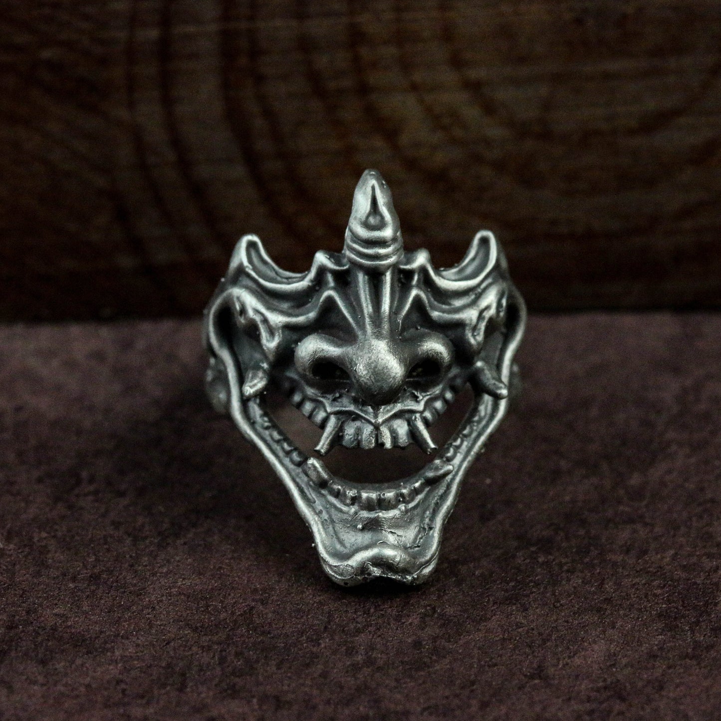 prajna demon 925 silver ring|samurai mask ring|Demon Skull Ring|mask ring|Demon Ring