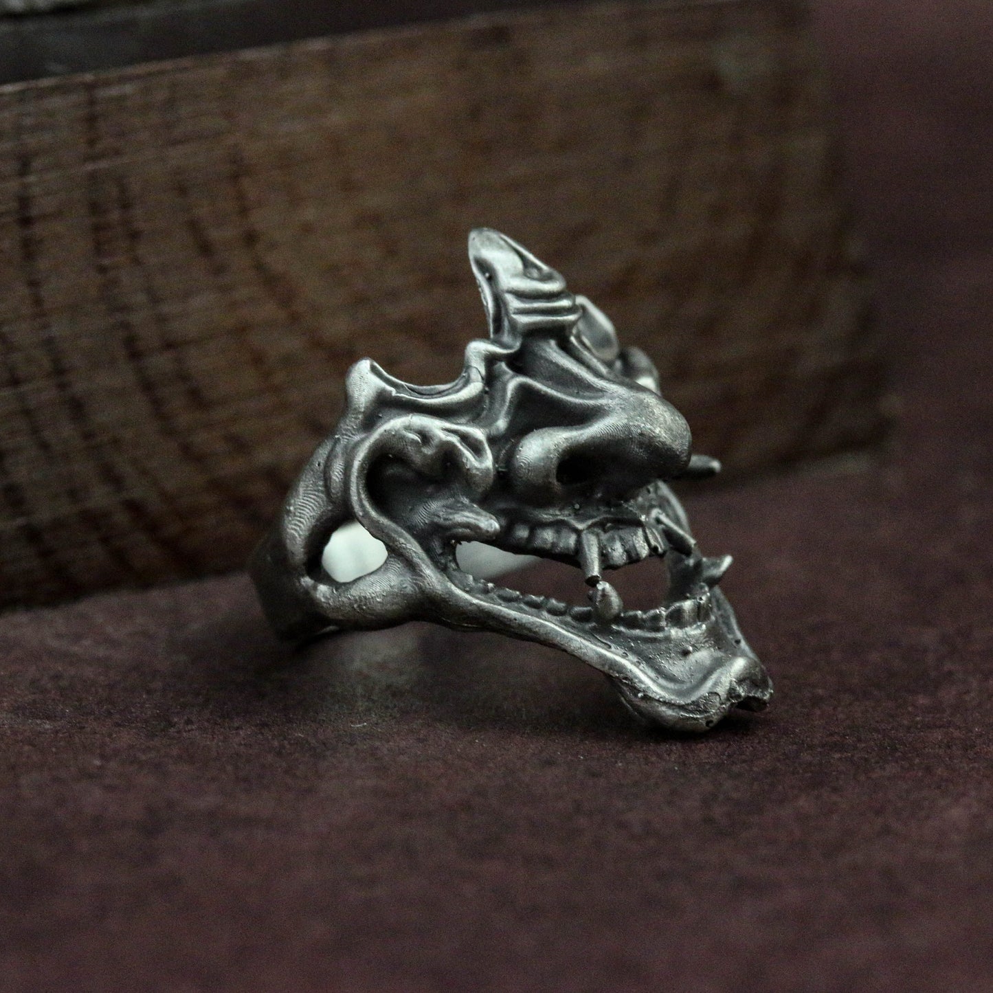 prajna demon 925 silver ring|samurai mask ring|Demon Skull Ring|mask ring|Demon Ring