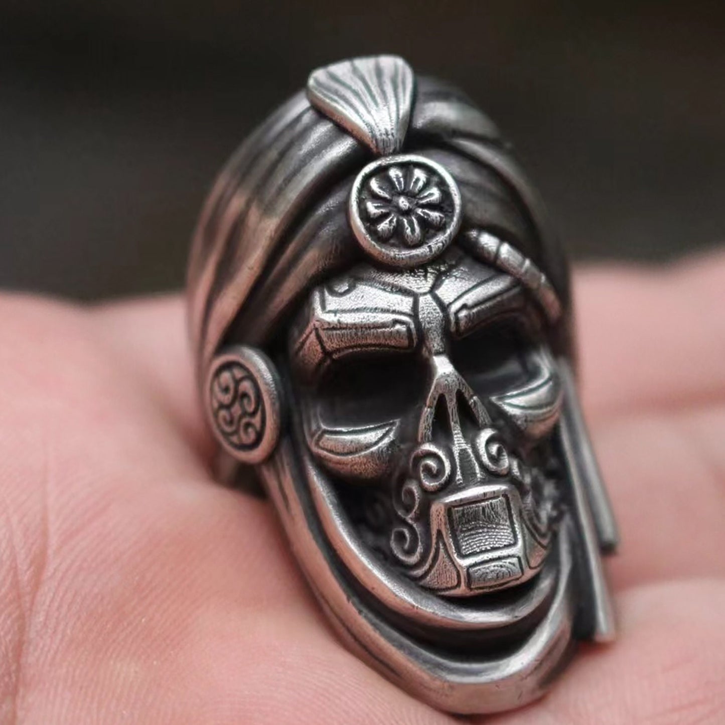 925 sterling silver god soldier skull ring, skull ring, soldier skull ring, men's ring, Christmas gift