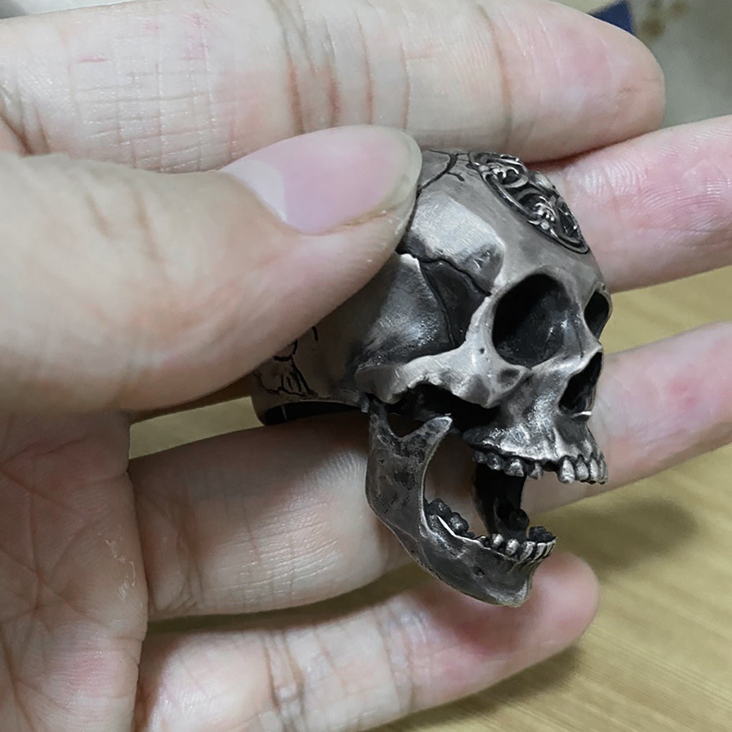 925 sterling silver skull ring, skull jewelry, motorcycle ring, unique design jewelry men's ring