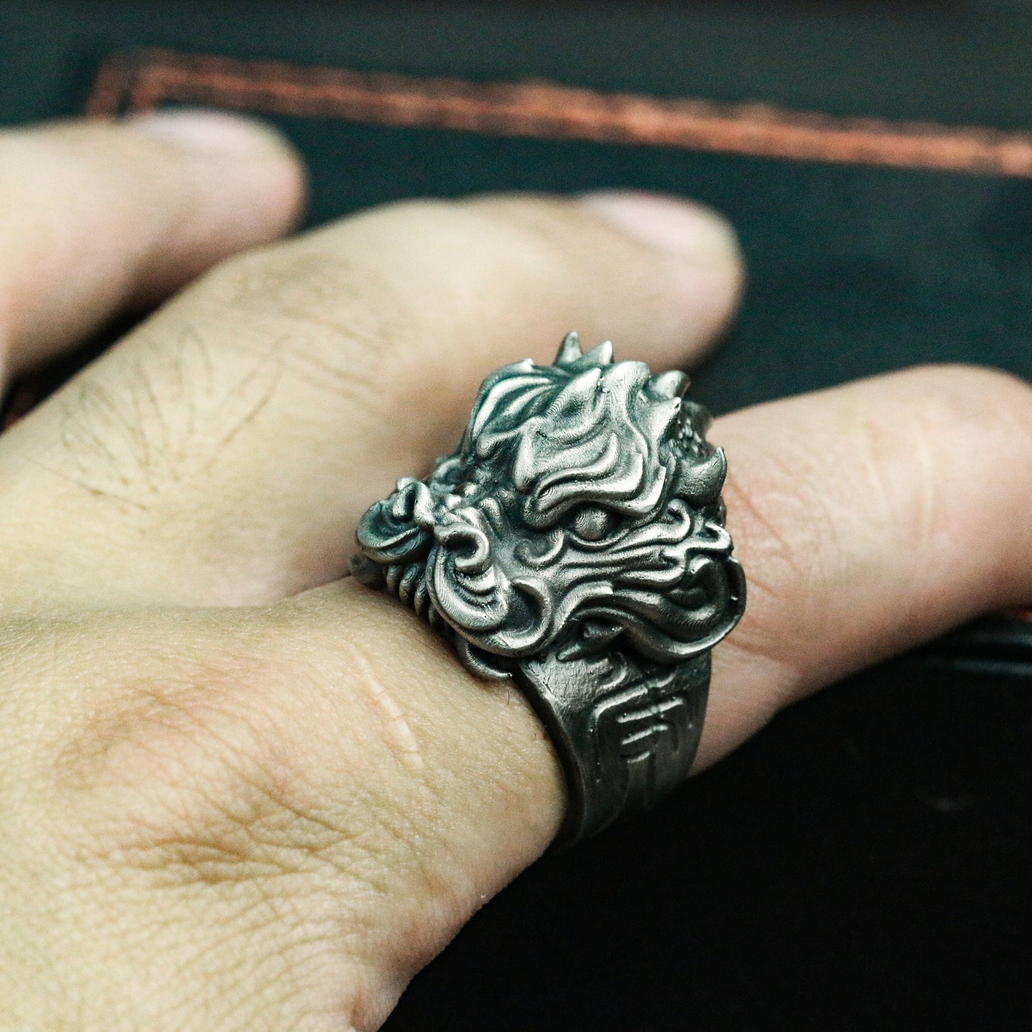 Tiger ben 925 silver ring, Chinese beast silver ring, lucky beast protection ring