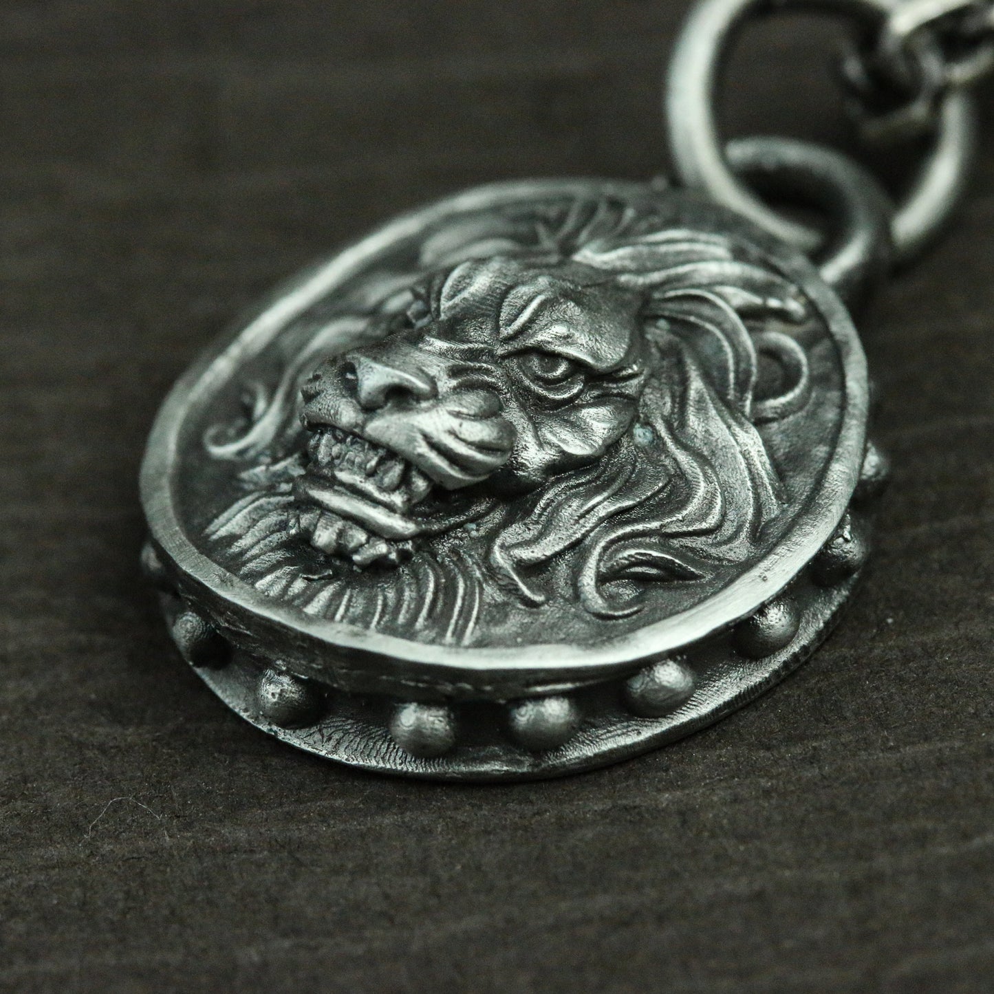 Coin lion 925 silver pendant necklace, silver embossed lion face pendant, African lion silver pendant gift handmade