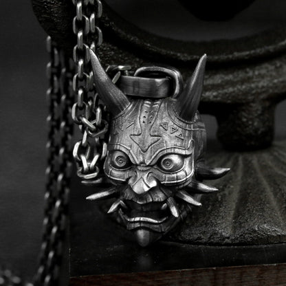 Prajna Mask 925 Silver Pendant Mayan Totem Ghost Pendant Fangs Skull Necklace Brass Craftsman Making Jewelry