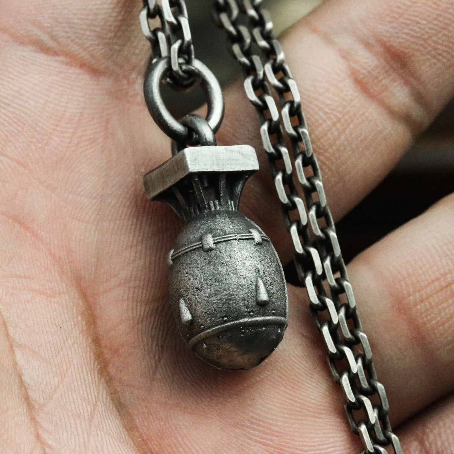 American missile chubby 925 silver pendant necklace, Hiroshima missile, war missile chubby