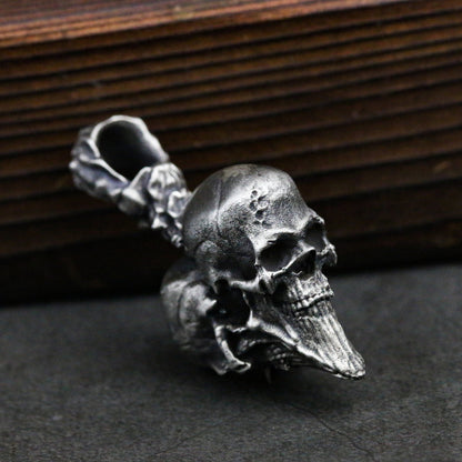 Playing Card Spade 925 Silver Pendant Necklace, Gambling Good Luck Pendant, Skull Spade Silver Necklace Gift