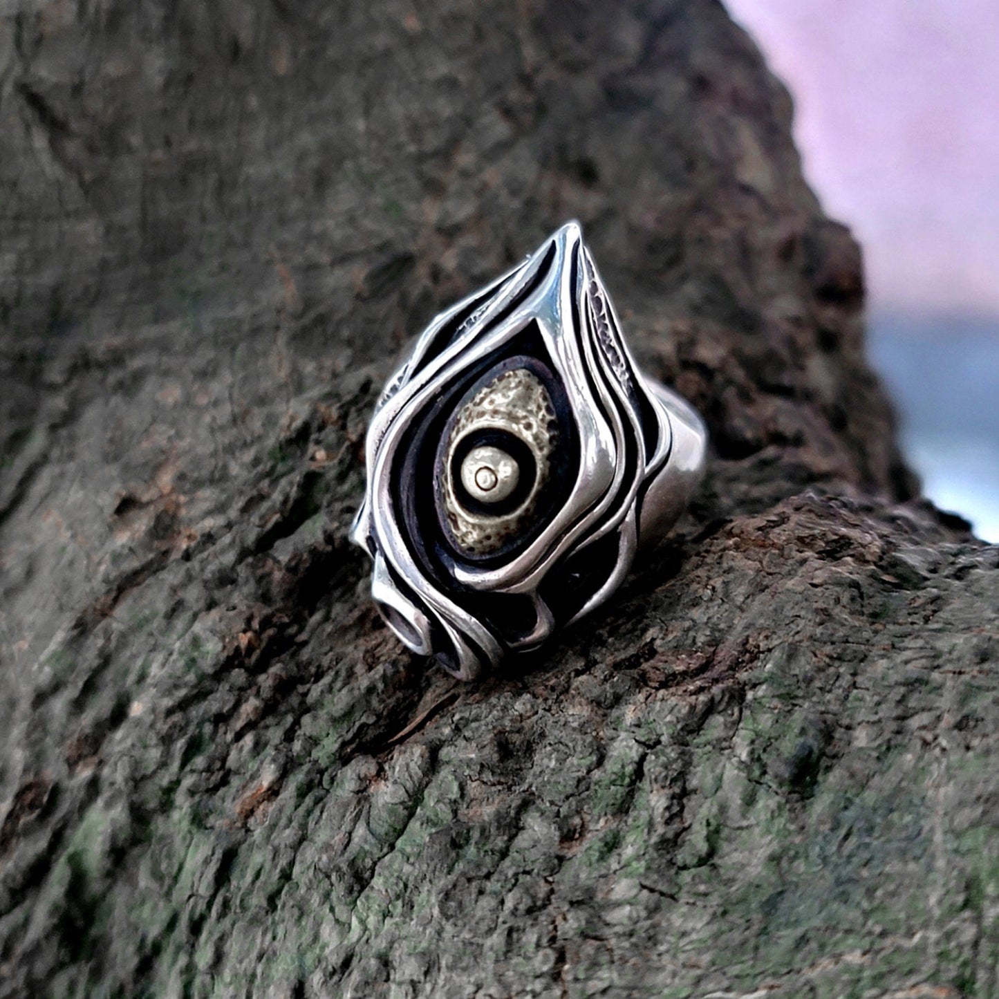 925 silver Fengshen ring, eye ring, whirlpool ring brass craftsman making jewelry