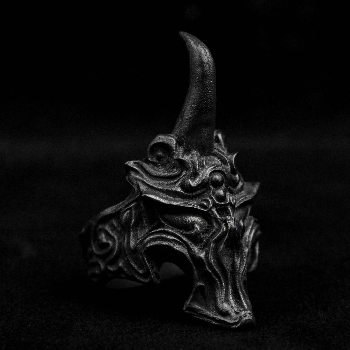 Bronze Ghost Face Ring Unicorn Demon King Monster Demon Mask Helmet 925 Sterling Silver Brass Personalized Unique Ring