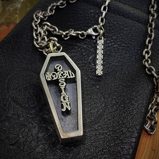 925 Sterling Silver Cross Coffin Silver Pendant Necklace, Christian Religious Jewelry, Gothic Coffin Jewelry, Men's Necklace - Handmade