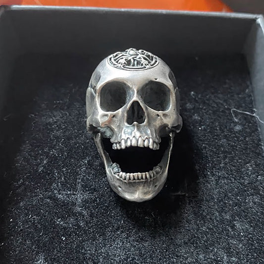 925 sterling silver skull ring, skull jewelry, motorcycle ring, unique design jewelry men's ring