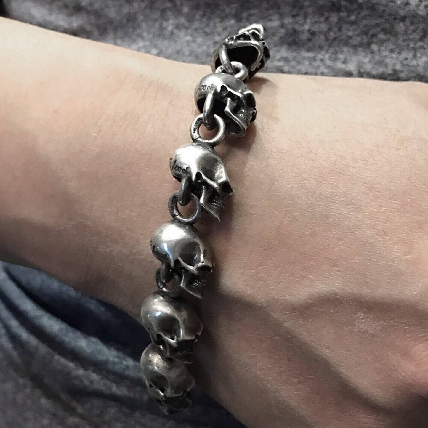 925 silver skull bracelet, skull jewelry, sterling silver skull bracelet, men's silver bracelet, gift for him