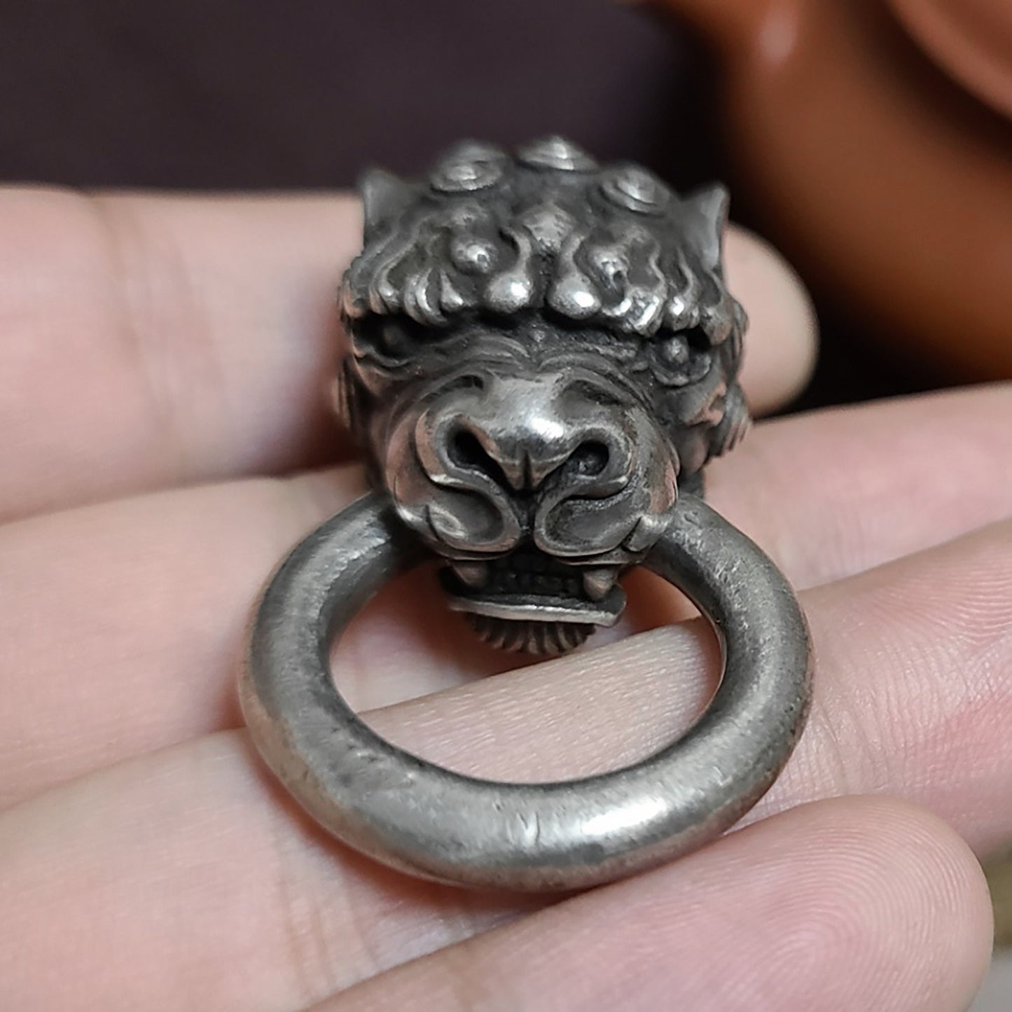 925 Sterling Silver Lion Pendant, Oriental Style Lion Pendant, Sterling Silver Handmade Lion Pendant, Men's Necklace - Handmade