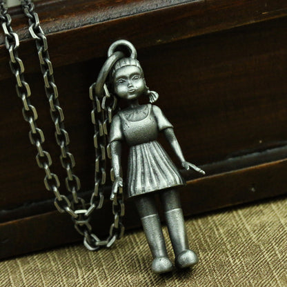 Guardian Doll Pendant - Handmade 925 Silver Art Doll Locket for Collectors