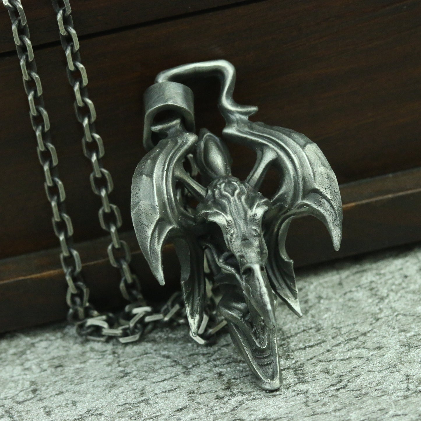 Crow skull 925 silver pendant necklace, tribal beast skull pendant necklace, silver skull handmade pendant