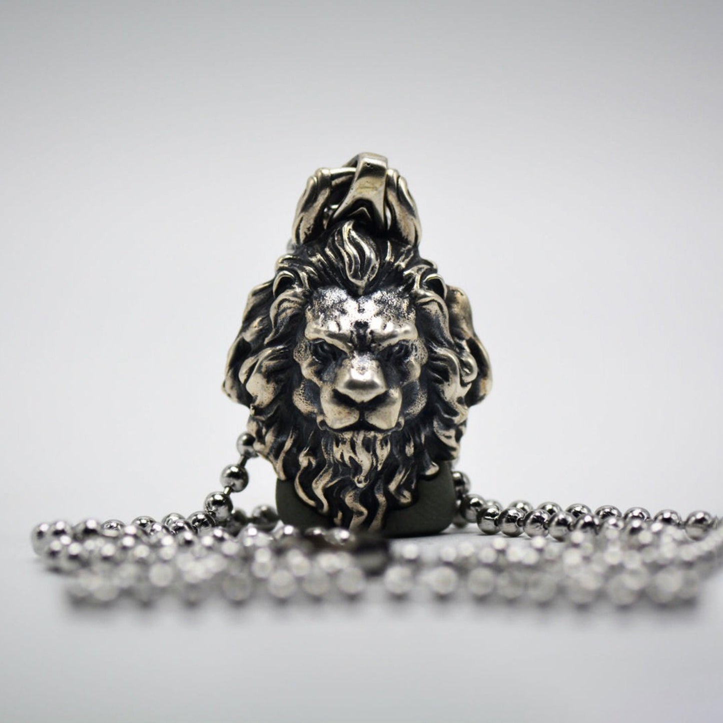 3D Silver Lion Men Necklace With Chain, Lion Head Mens Pendant,Silver Lion Relief Necklace, African Wild Lion Man Gift Necklace