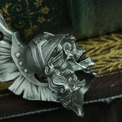 925 Silver Angry Athena Necklace, Greek Goddess Pendant, Roaring Skull Pendant, Roman Mythology Jewelry Brass Handmade Jewelry