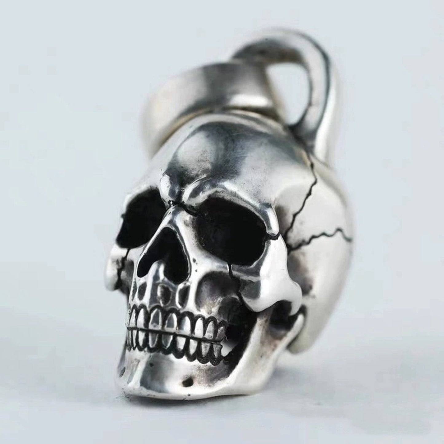 925 silver skull pendant, anatomical skull necklace, exquisite skull jewelry