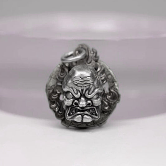 Angry Buddha Asian Religious Deity 925 Silver Pendant Jewelry,Dharma chakra jewelry