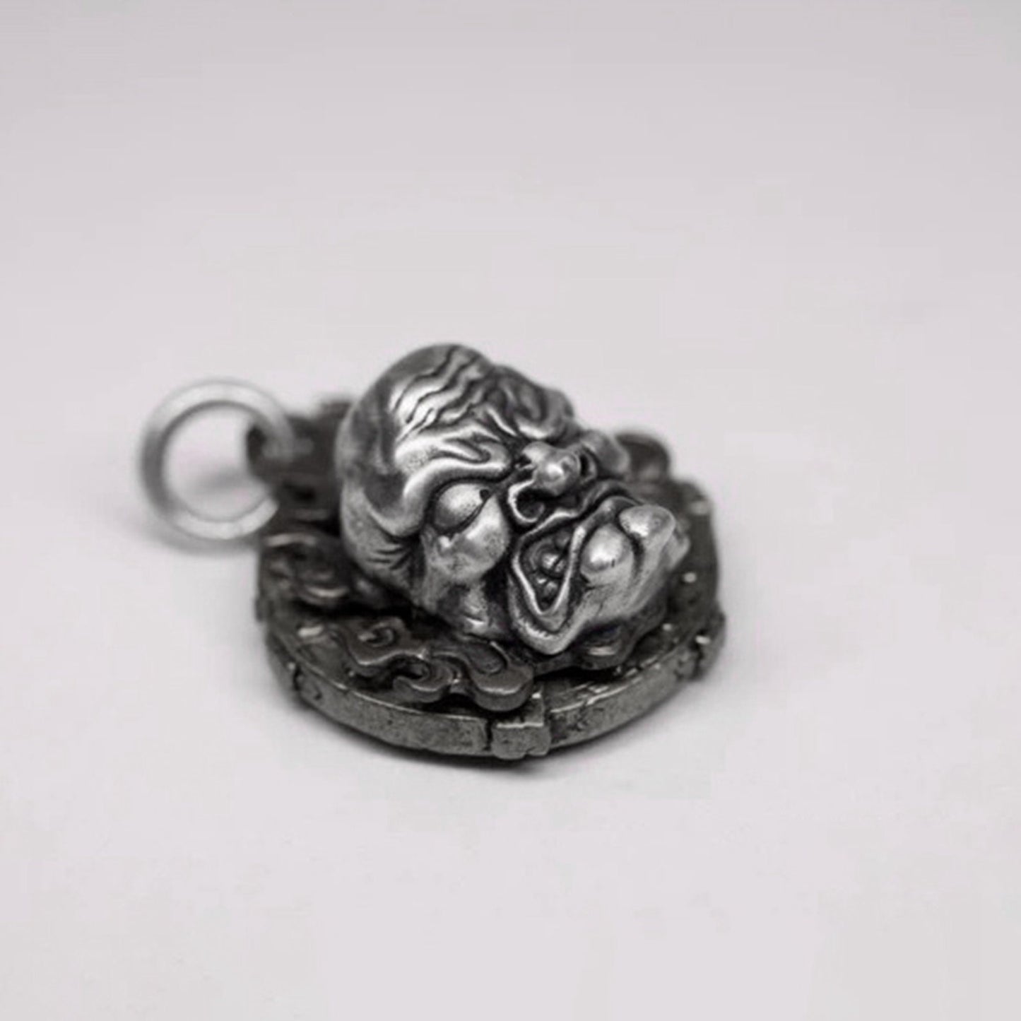 Angry Buddha Asian Religious Deity 925 Silver Pendant Jewelry,Dharma chakra jewelry