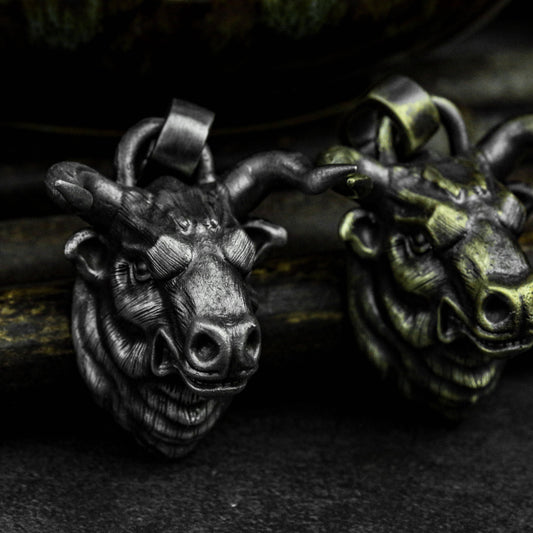 925 Sterling Silver Bull Head Pendant Necklace, Silver Bull Pendant, Chinese Zodiac Pendant, Father's Day Gifts - Handmade