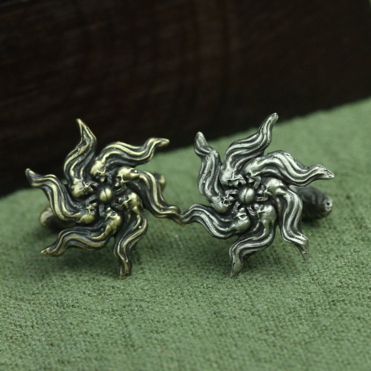 Spirit eyes cufflinks 925 silver handmade, silver skull sleeve accessories, gothic cufflinks precious gift