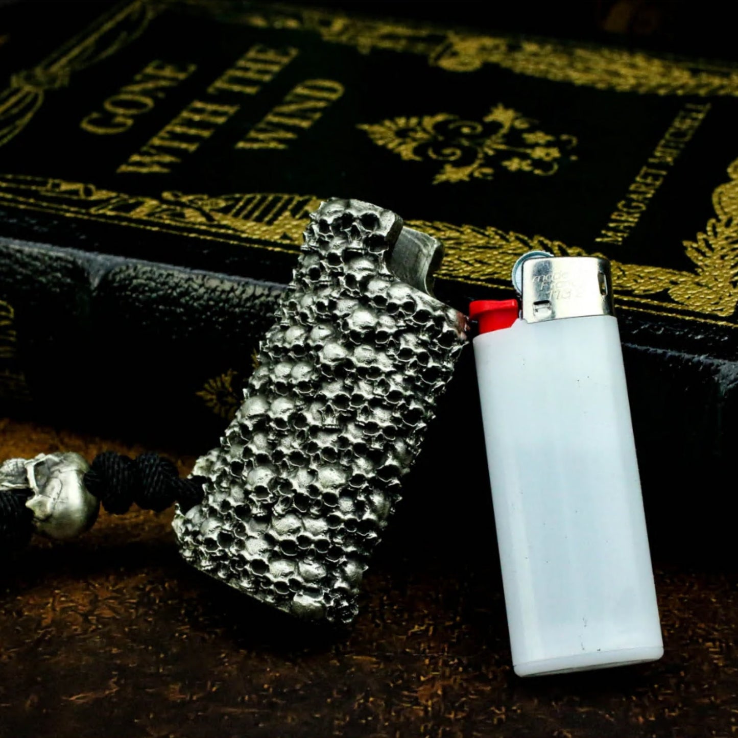 Silver/Brass skull custom Lighter Shell, Bic butane cigar lighter shell, precious and unique lighter gift for men - Handmade