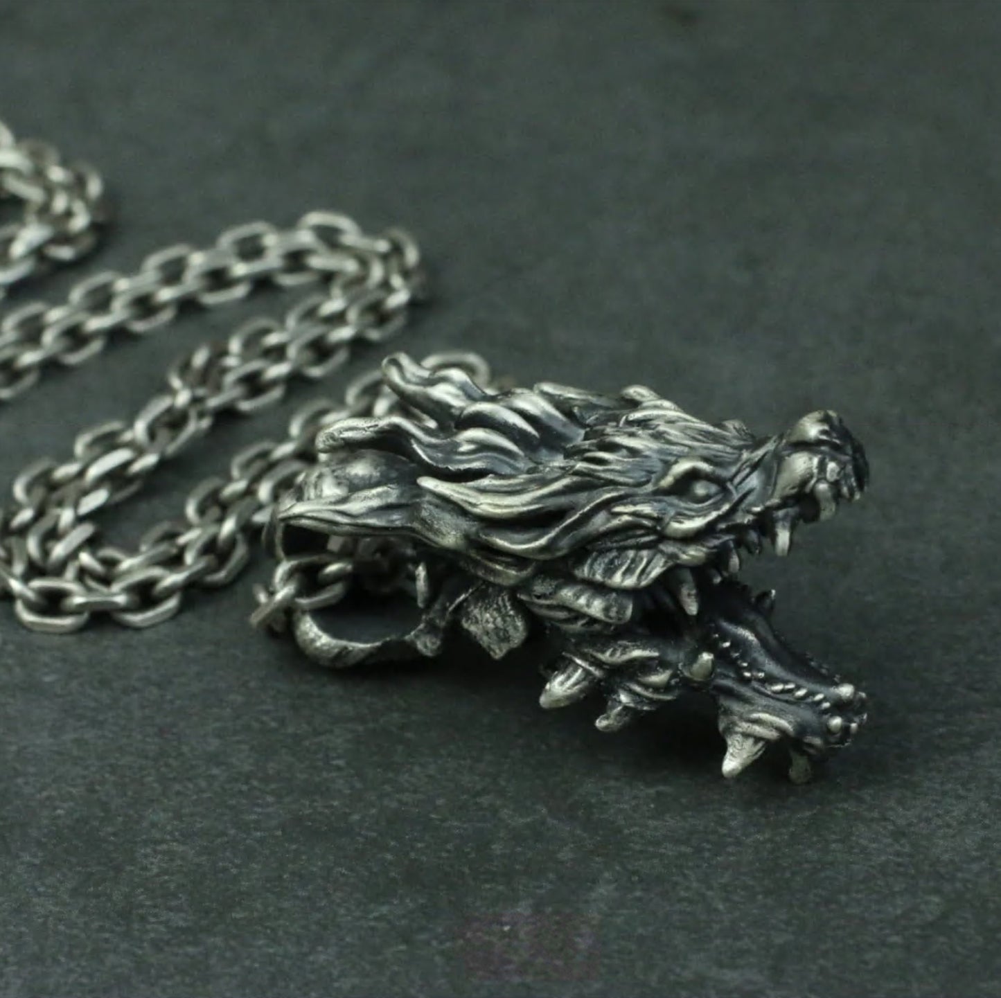 Roaring Dragon 925 Silver Pendant Necklace, Angry Dragon, Silver Dragon Necklace,Dragon pendant gift for men handmade necklace