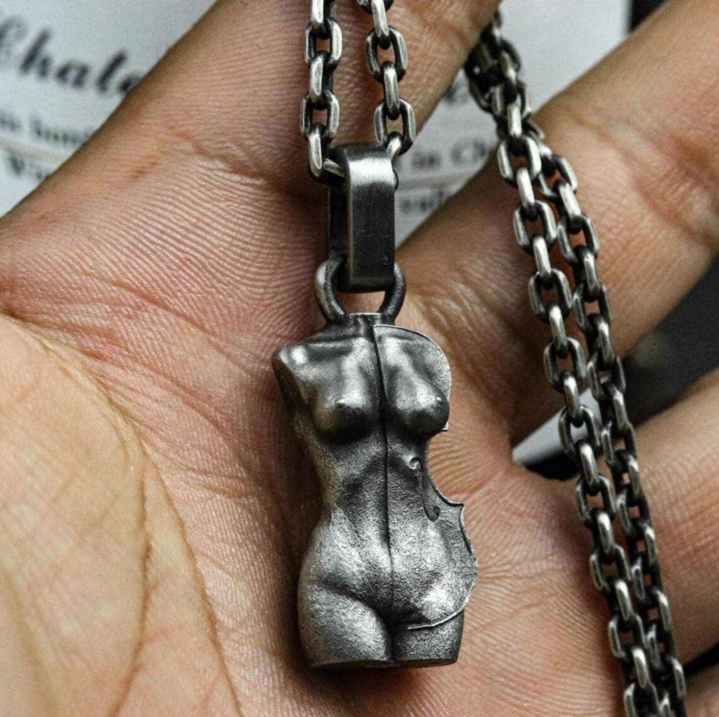 Violin Female Nude 925 Silver Pendant Necklace, Charm Nude Necklace, Unique Pendant, Gift Necklace