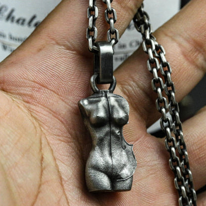 Violin Female Nude 925 Silver Pendant Necklace, Charm Nude Necklace, Unique Pendant, Gift Necklace