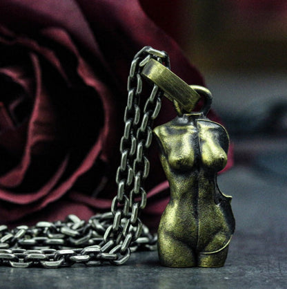 Violin Female Nude 925 Silver Pendant Necklace, Charm Nude Necklace, Unique Pendant, Gift Necklace
