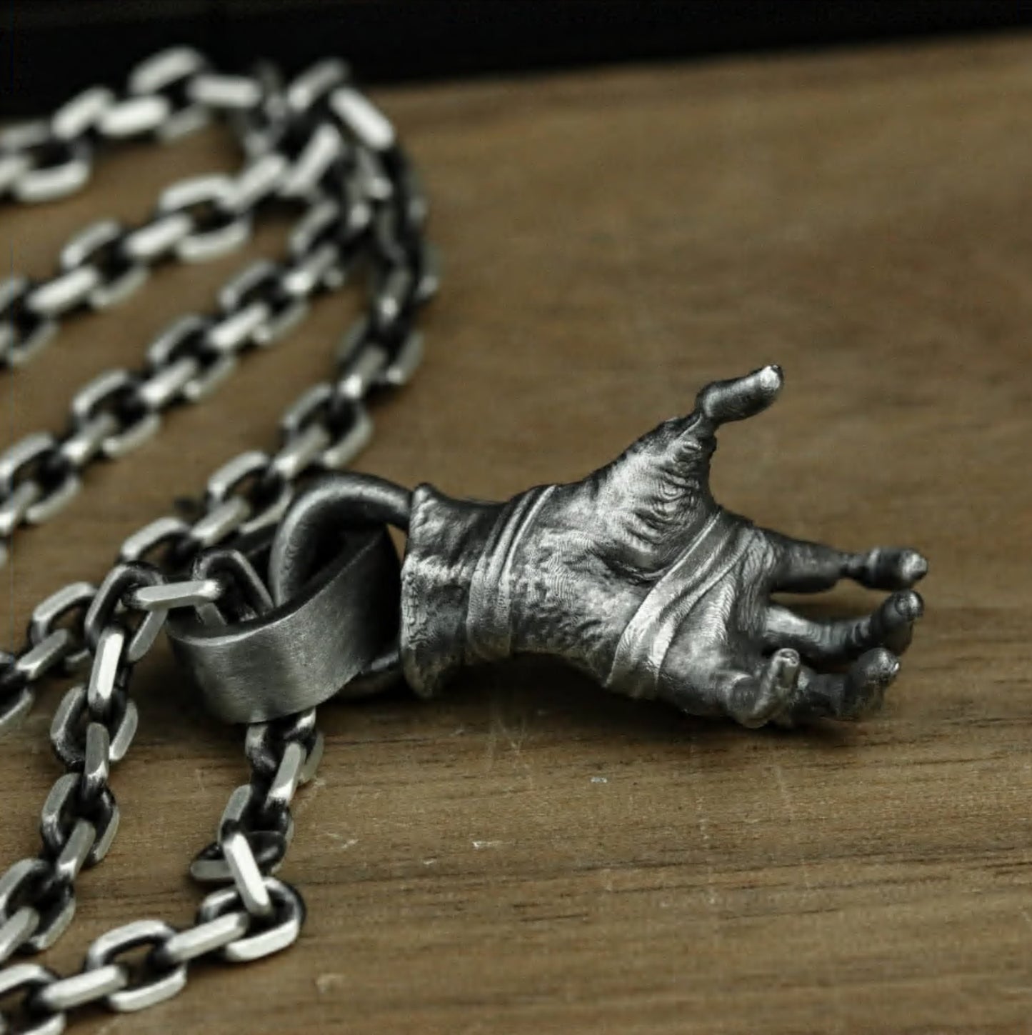 Mummy Hand 925 Silver Pendant Necklace, Ghost Hand Necklace, Bandage Palm Necklace, Horror Ghost Hand, Devil Claw Pendant