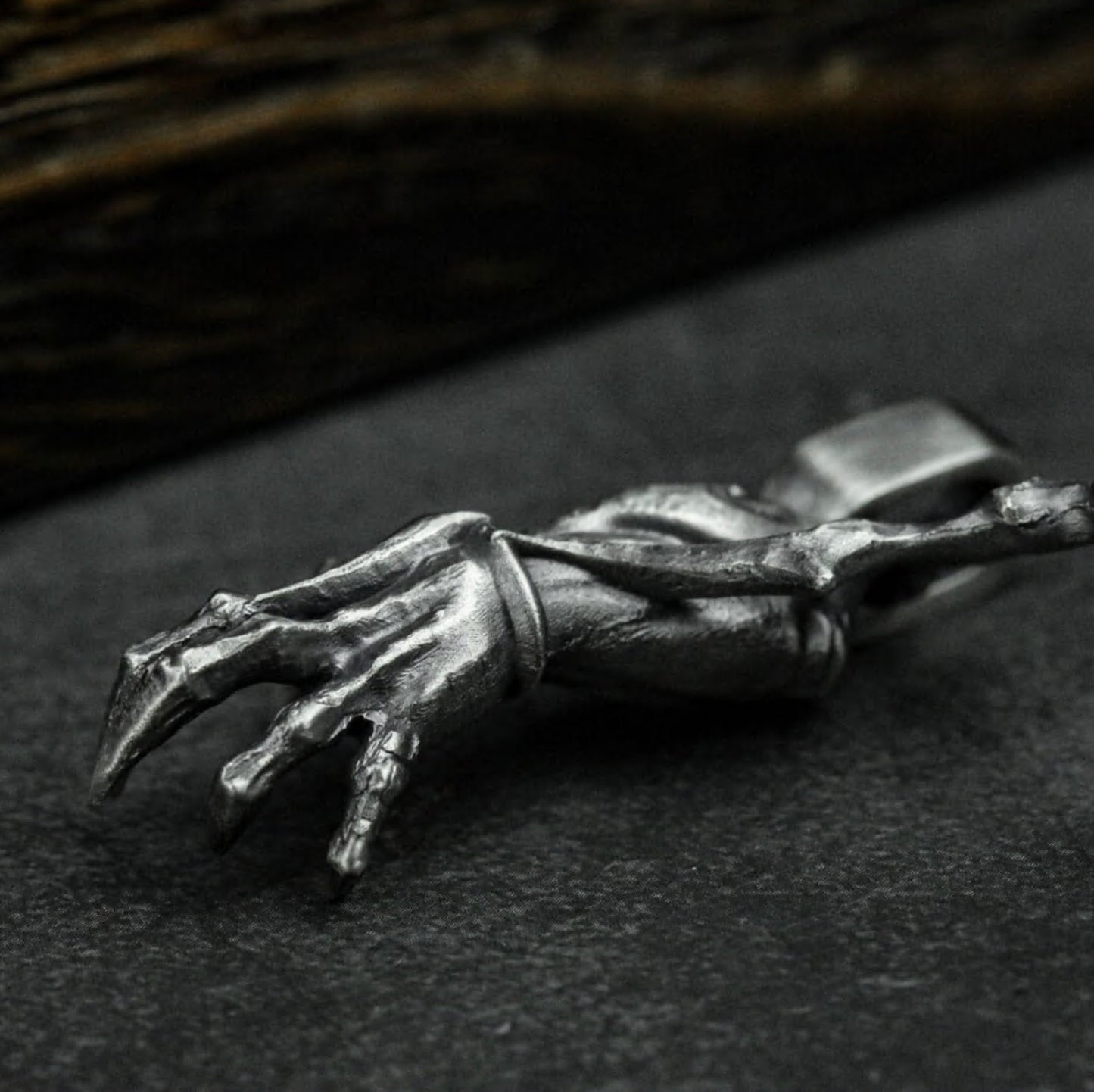 Mechanical Arm 925 Silver Pendant Necklace, Armor Mechanical Necklace, Lightning Necklace, Scary Ghost Hand, Devil Claw Pendant