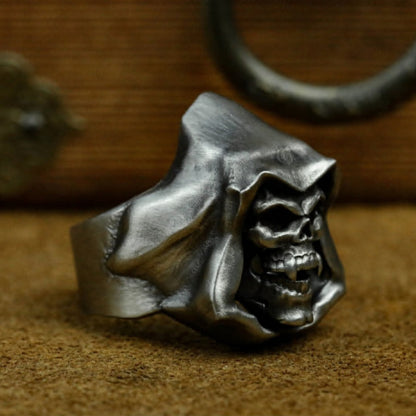 Grim Reaper 925 Silver Ring, Gothic Skull Silver Ring, Horror Retro Ring, Handmade Skull Gift - SATANHORN