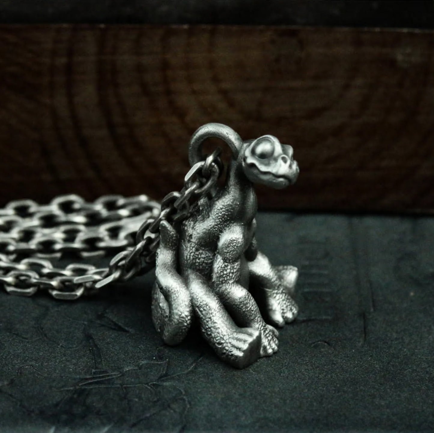 Tanystropheus 925 silver pendant necklace, dinosaur silver pendant, dragon pendant, handmade animal pendant