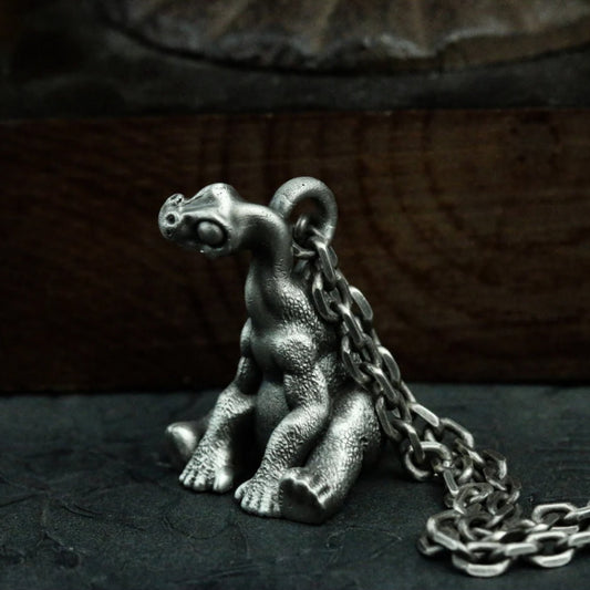 Tanystropheus 925 silver pendant necklace, dinosaur silver pendant, dragon pendant, handmade animal pendant