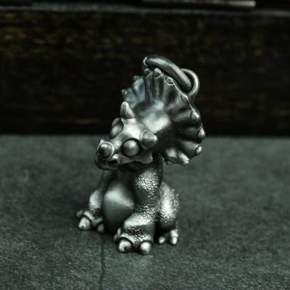 Triceratops 925 Silver Pendant Necklace, Dinosaur Silver Pendant, Dragon Pendant, Handmade Animal Pendant - SATANHORN